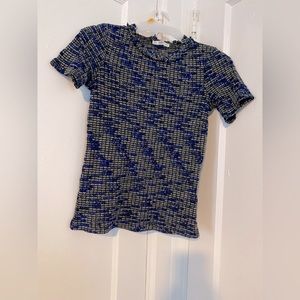 Sara short sleeve blouse size s for women color blue gray good condition